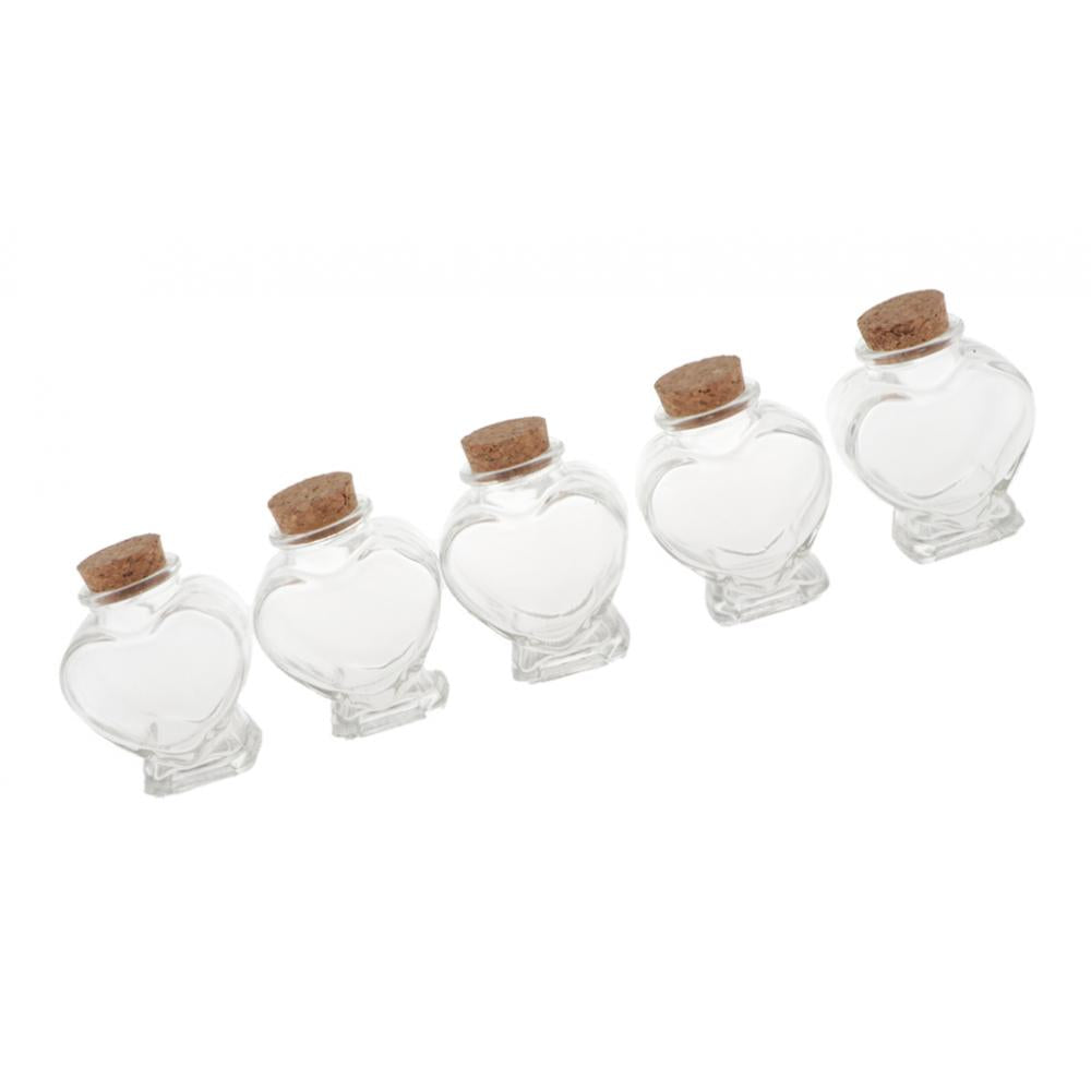 5 Pieces Mini Cork Stoppers DIY Decor Glass Bottle Wishing Vials Heart Shape