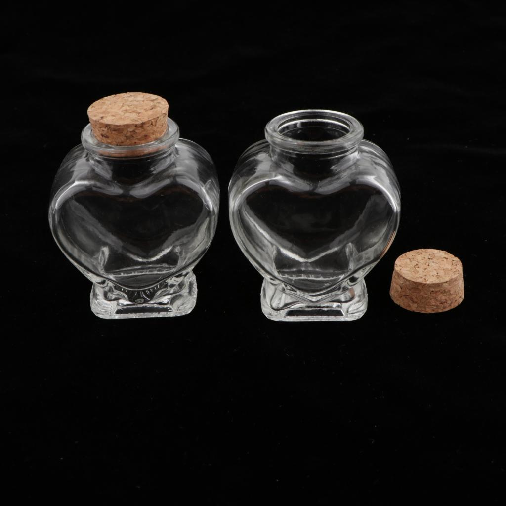 5 Pieces Mini Cork Stoppers DIY Decor Glass Bottle Wishing Vials Heart Shape