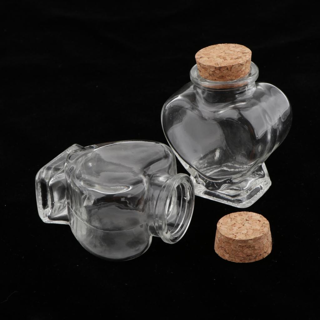 5 Pieces Mini Cork Stoppers DIY Decor Glass Bottle Wishing Vials Heart Shape