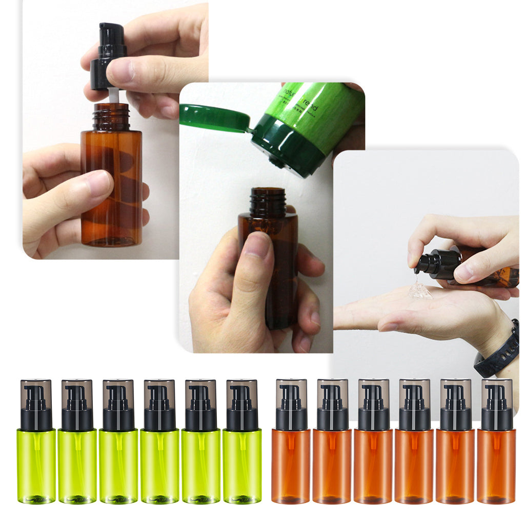 6Pcs 60ml Essential Oil Body Water Lotion Bottle Cosmetics Sub-Bottle Brown