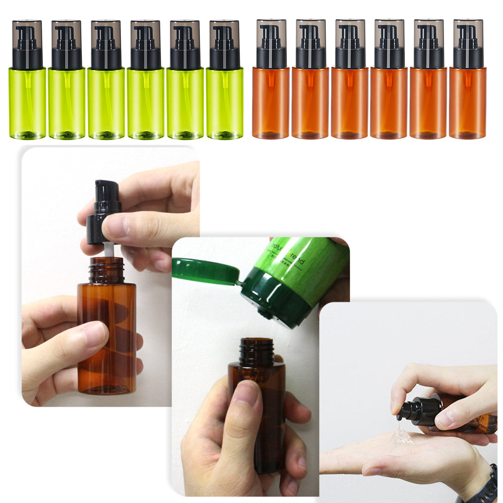 6Pcs 60ml Essential Oil Body Water Lotion Bottle Cosmetics Sub-Bottle Brown