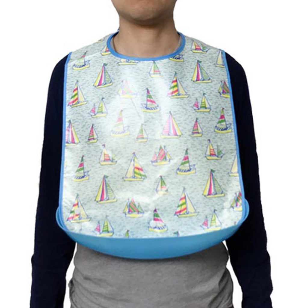 Elderly Adults TPU Dining Clothing Protector Waterproof Eating Bib Apron M