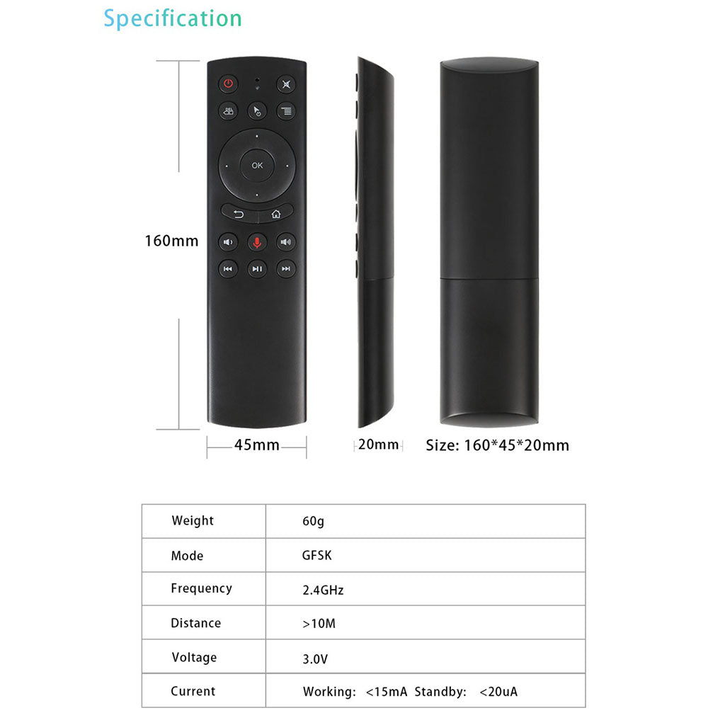 G20 2.4G Wireless Air Keyboard Mouse Remote Control For TV Box No Gyro