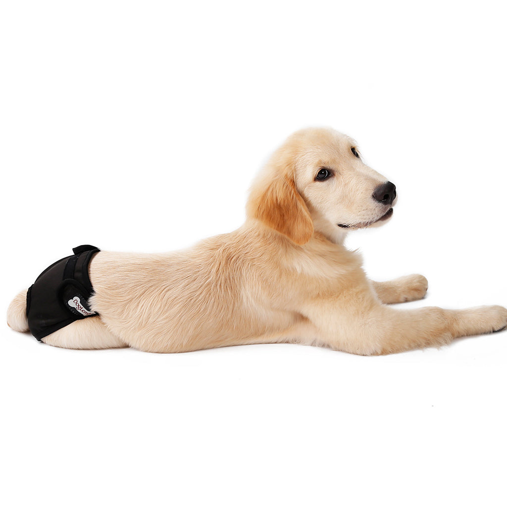 Reusable Pet Dog Underwear Diaper Adjustable Sanitary Panties for Female Black S