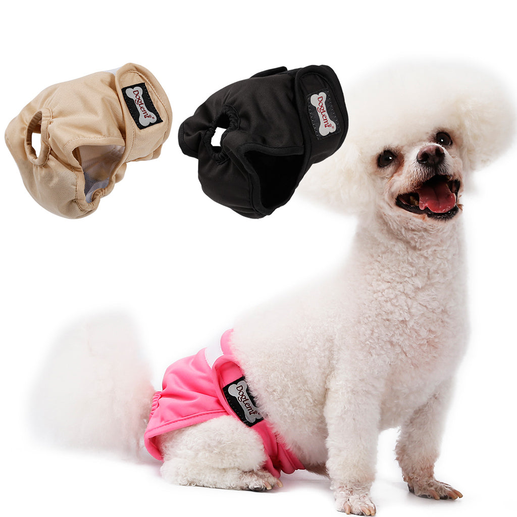 Reusable Pet Dog Underwear Diaper Adjustable Sanitary Panties for Female Black S