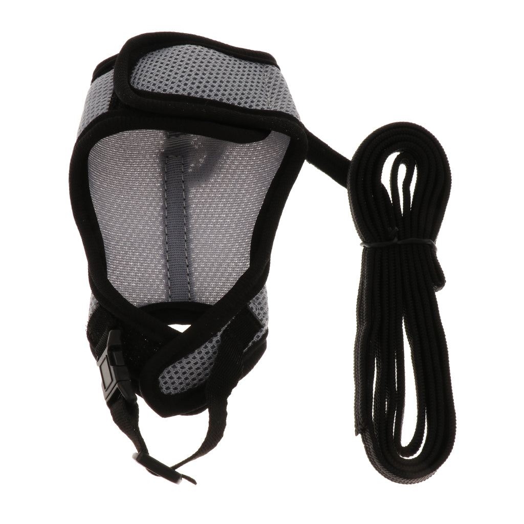 Small Pet Breathable Mesh Harness Leash for Hamsters Rabbits Rats Gray S