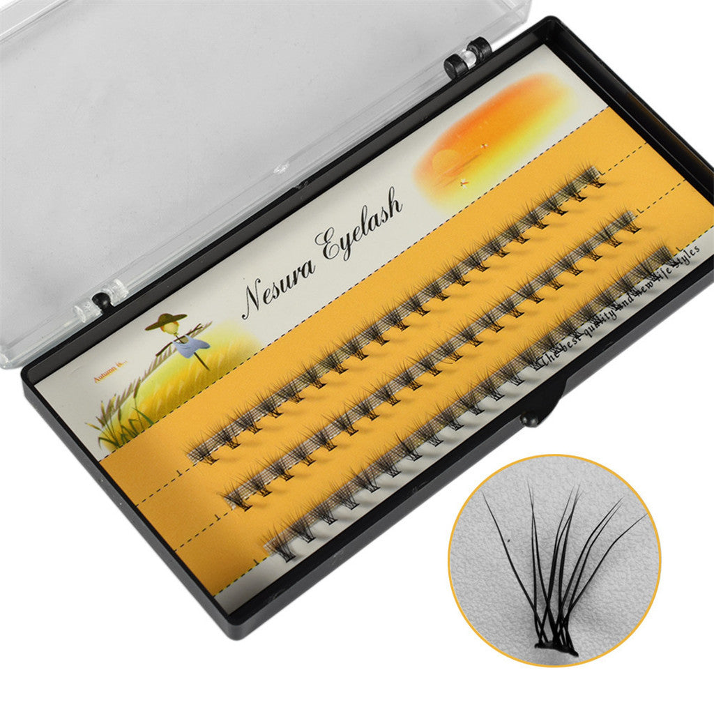 False Eyelash Individual Lashes Extension Tweezers Brush Practice Kit Yellow