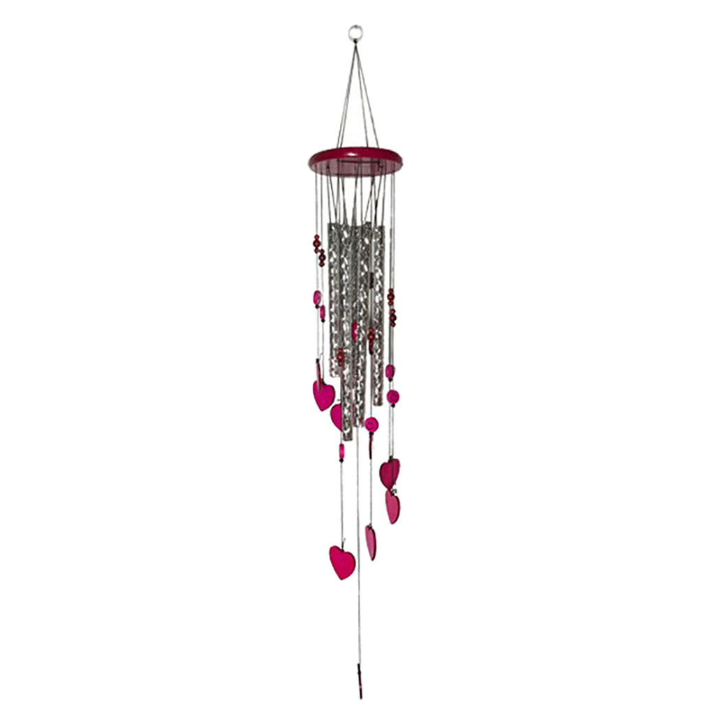 Outdoor Wind Chimes Hanging Musical Wind Chime with heart decor Rose red_2