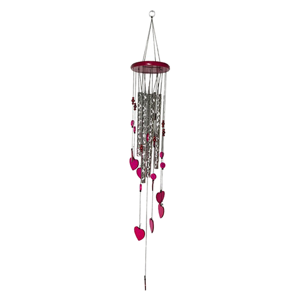 Outdoor Wind Chimes Hanging Musical Wind Chime with heart decor Rose red_2