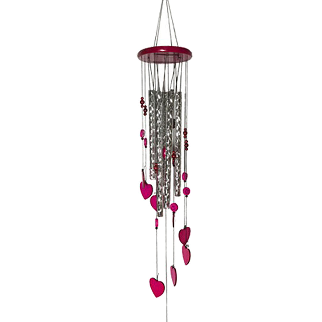 Outdoor Wind Chimes Hanging Musical Wind Chime with heart decor Rose red_2