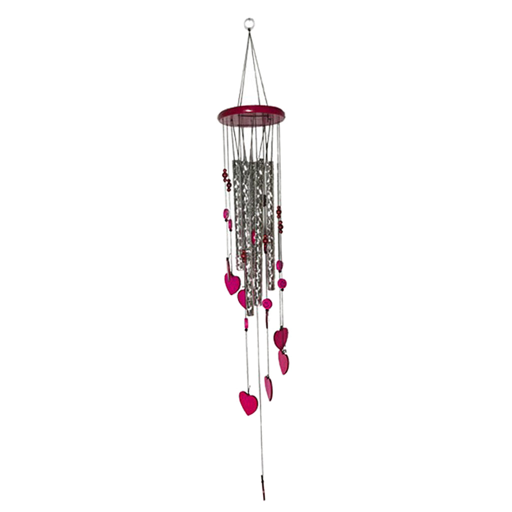 Outdoor Wind Chimes Hanging Musical Wind Chime with heart decor Rose red_2