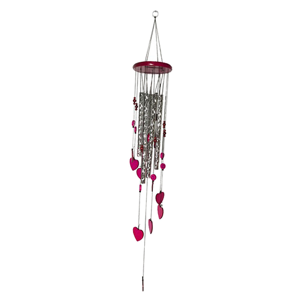 Outdoor Wind Chimes Hanging Musical Wind Chime with heart decor Rose red_2