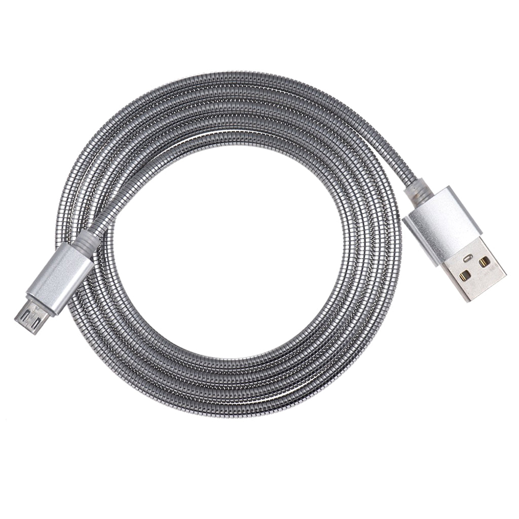 Metal Winding Micro USB Charging & Data Cable For Android Devices Silver