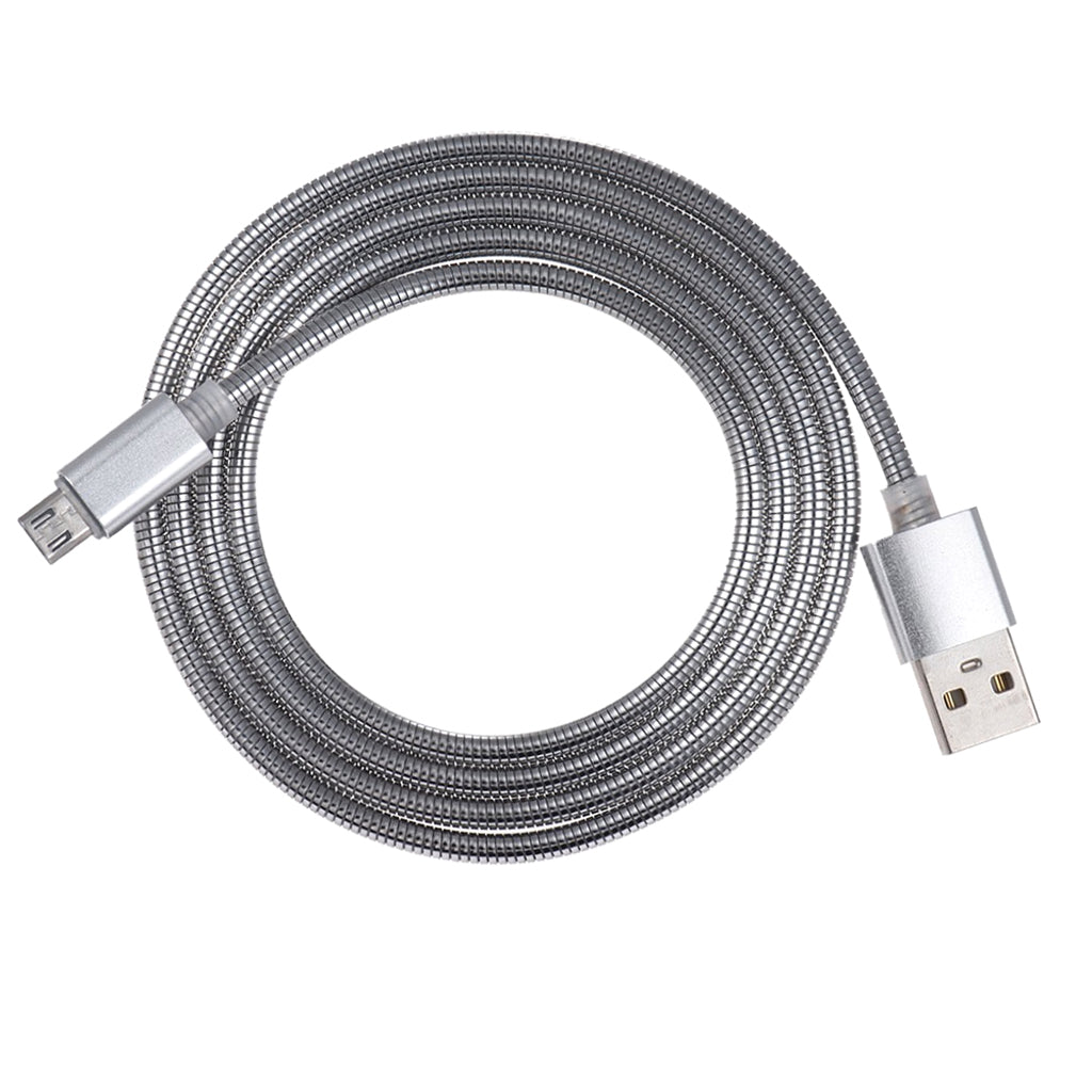 Metal Winding Micro USB Charging & Data Cable For Android Devices Silver