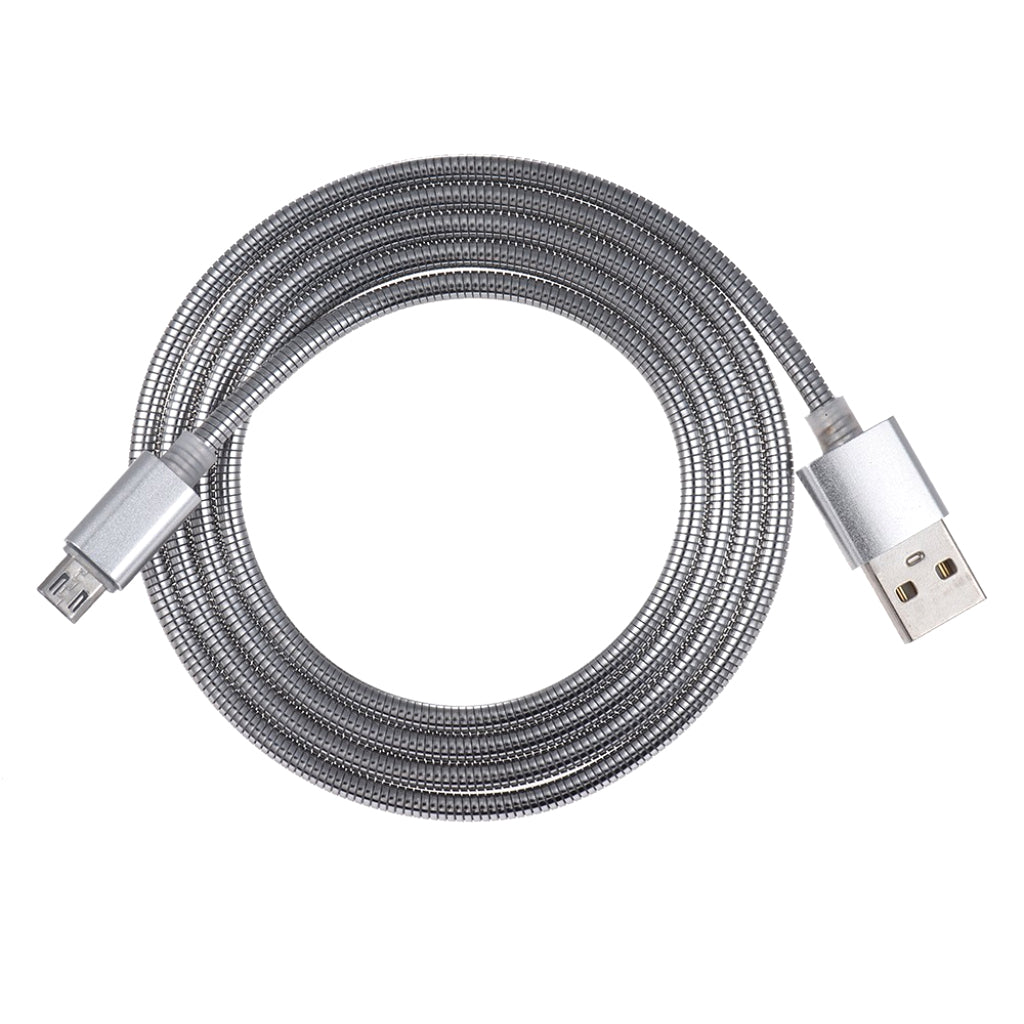 Metal Winding Micro USB Charging & Data Cable For Android Devices Silver