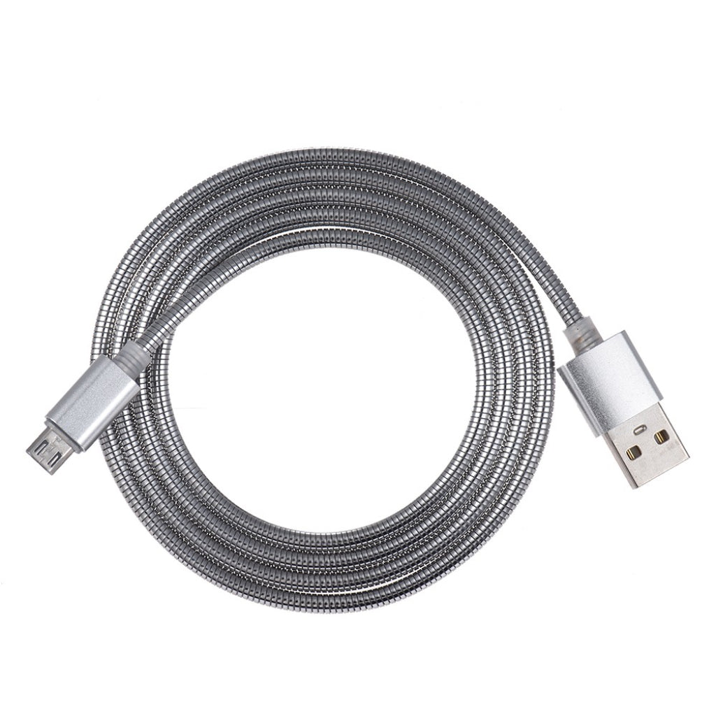 Metal Winding Micro USB Charging & Data Cable For Android Devices Silver