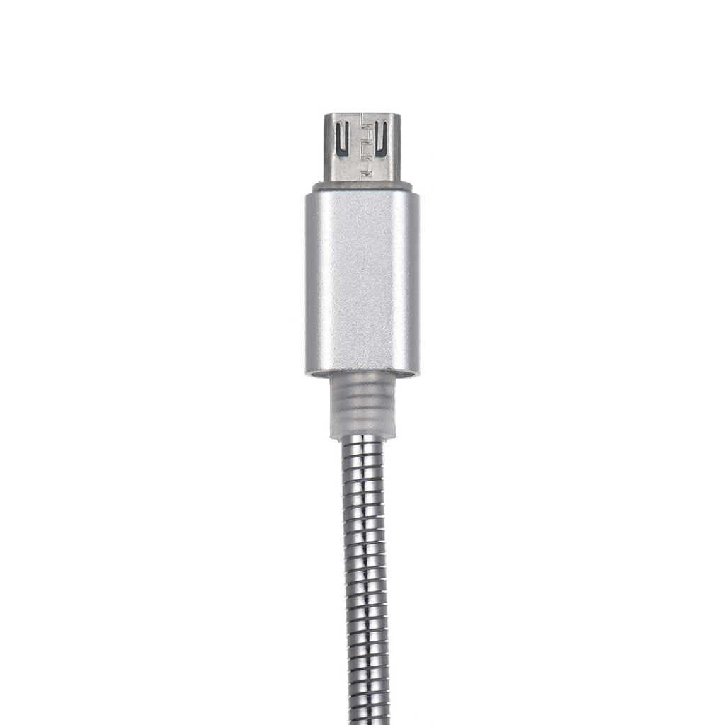 Metal Winding Micro USB Charging & Data Cable For Android Devices Silver