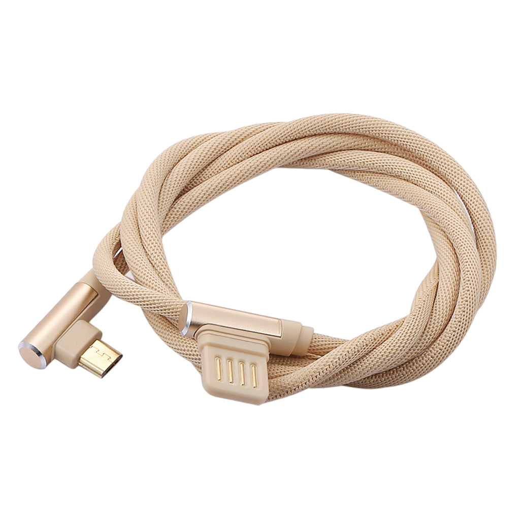 Micro USB Cable Charging Bent Charge Data Mobile Phone Cable gold