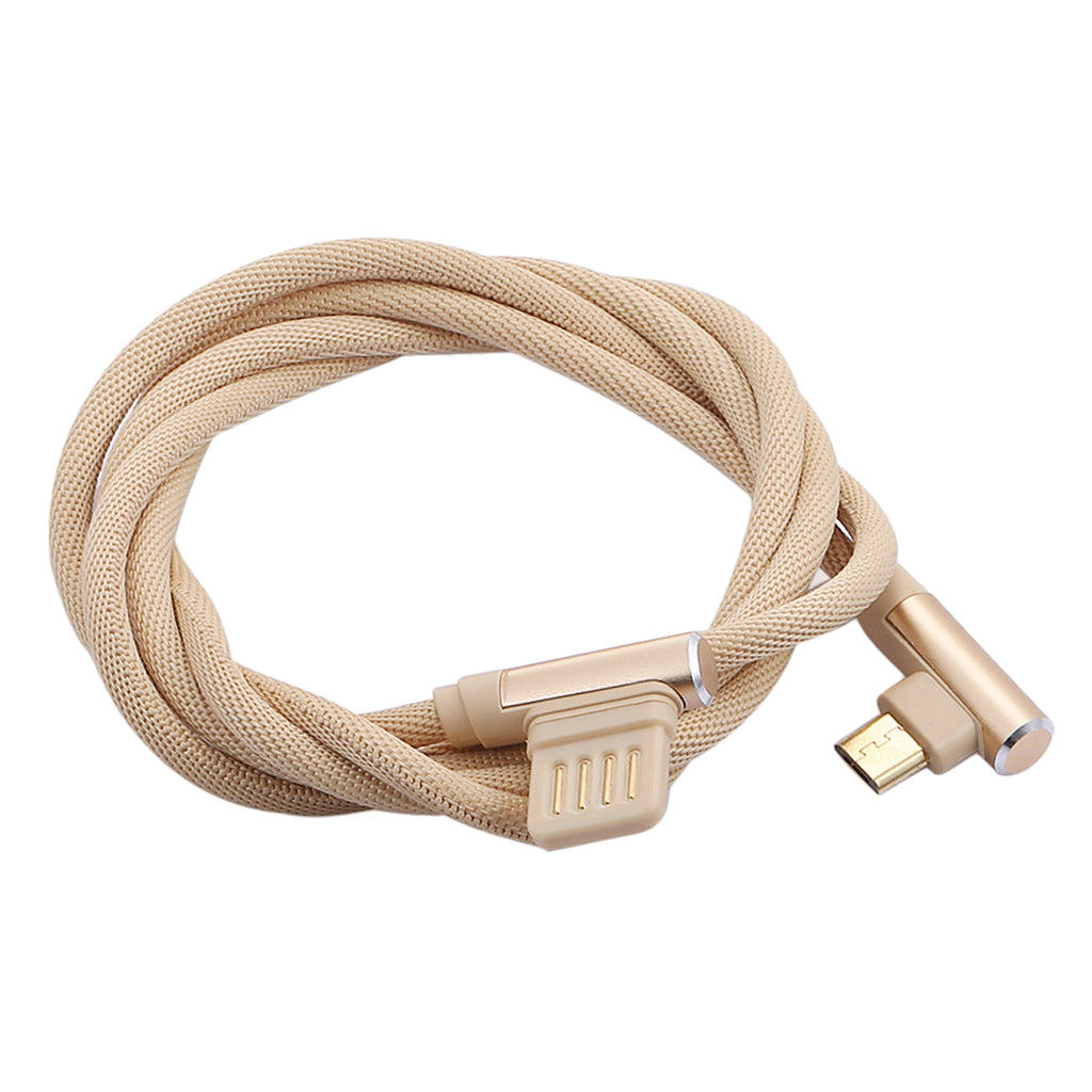 Micro USB Cable Charging Bent Charge Data Mobile Phone Cable gold