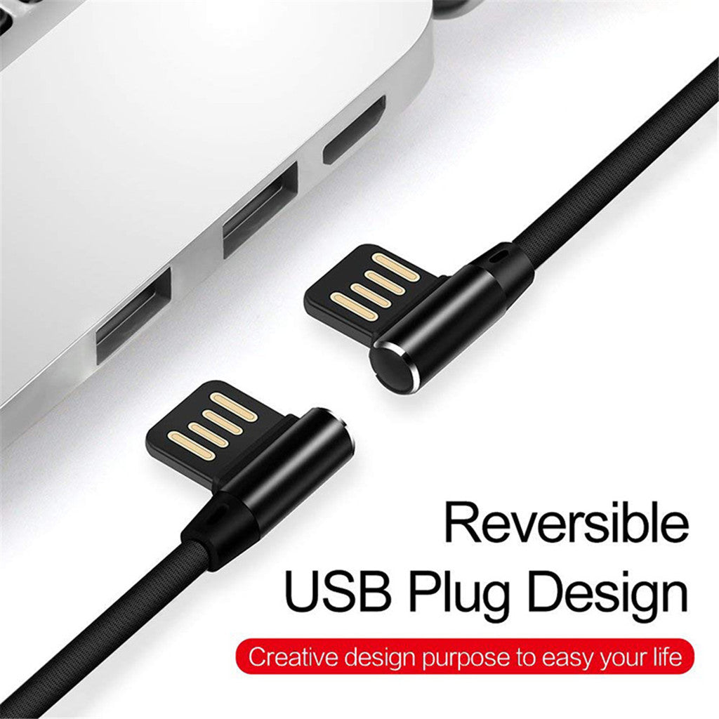 Micro USB Cable Charging Bent Charge Data Mobile Phone Cable gold