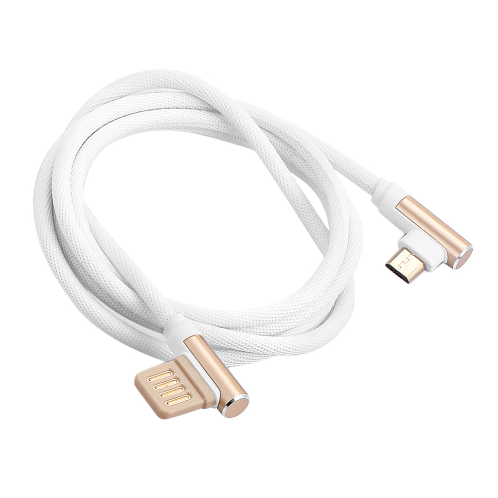 Micro USB Cable Charging Bent Charge Data Mobile Phone Cable white