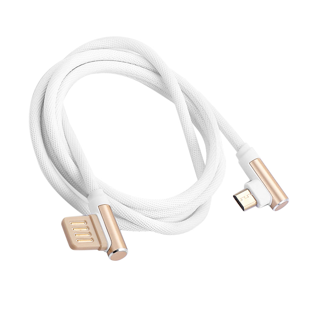 Micro USB Cable Charging Bent Charge Data Mobile Phone Cable white