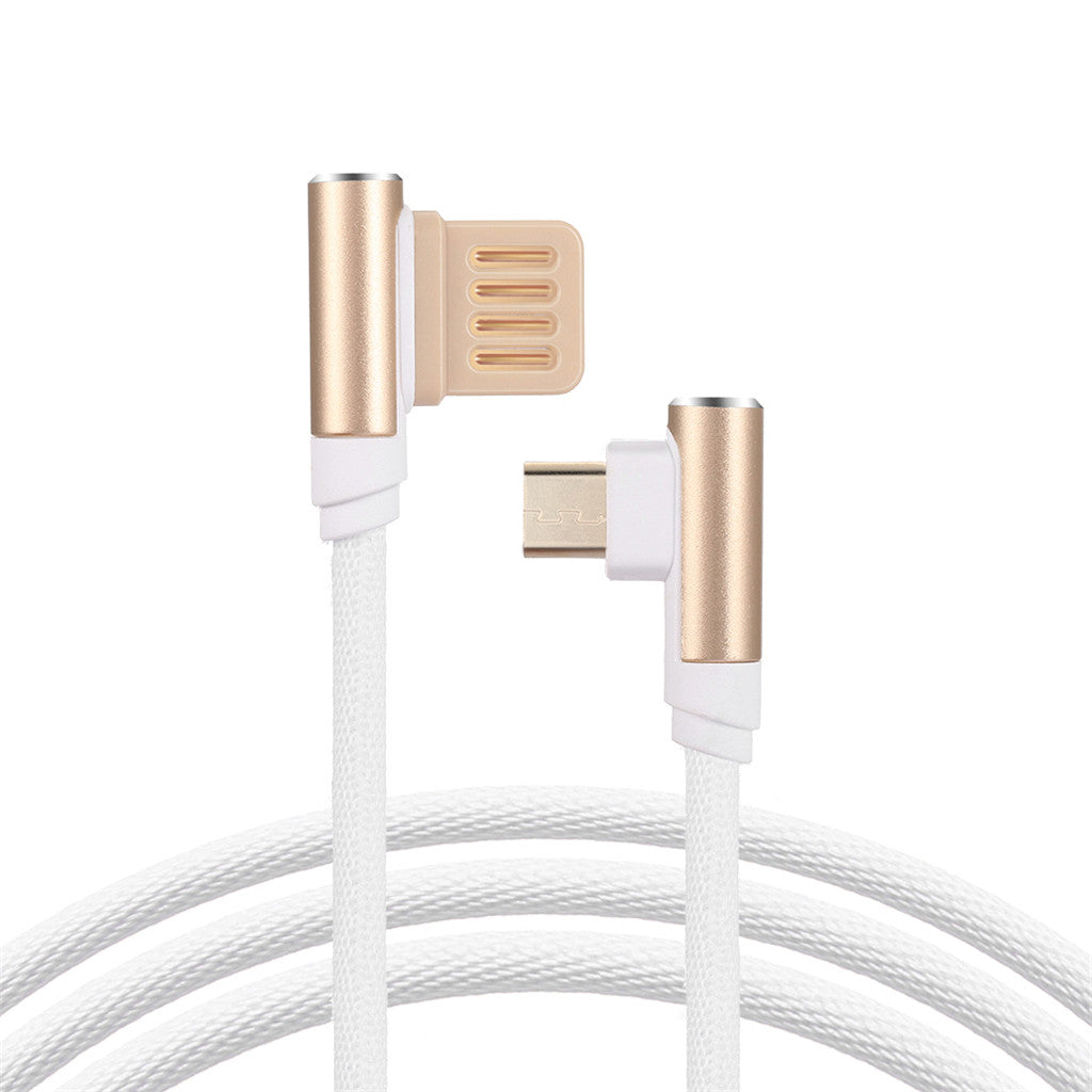 Micro USB Cable Charging Bent Charge Data Mobile Phone Cable white