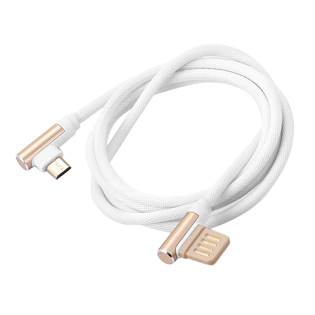 Micro USB Cable Charging Bent Charge Data Mobile Phone Cable white