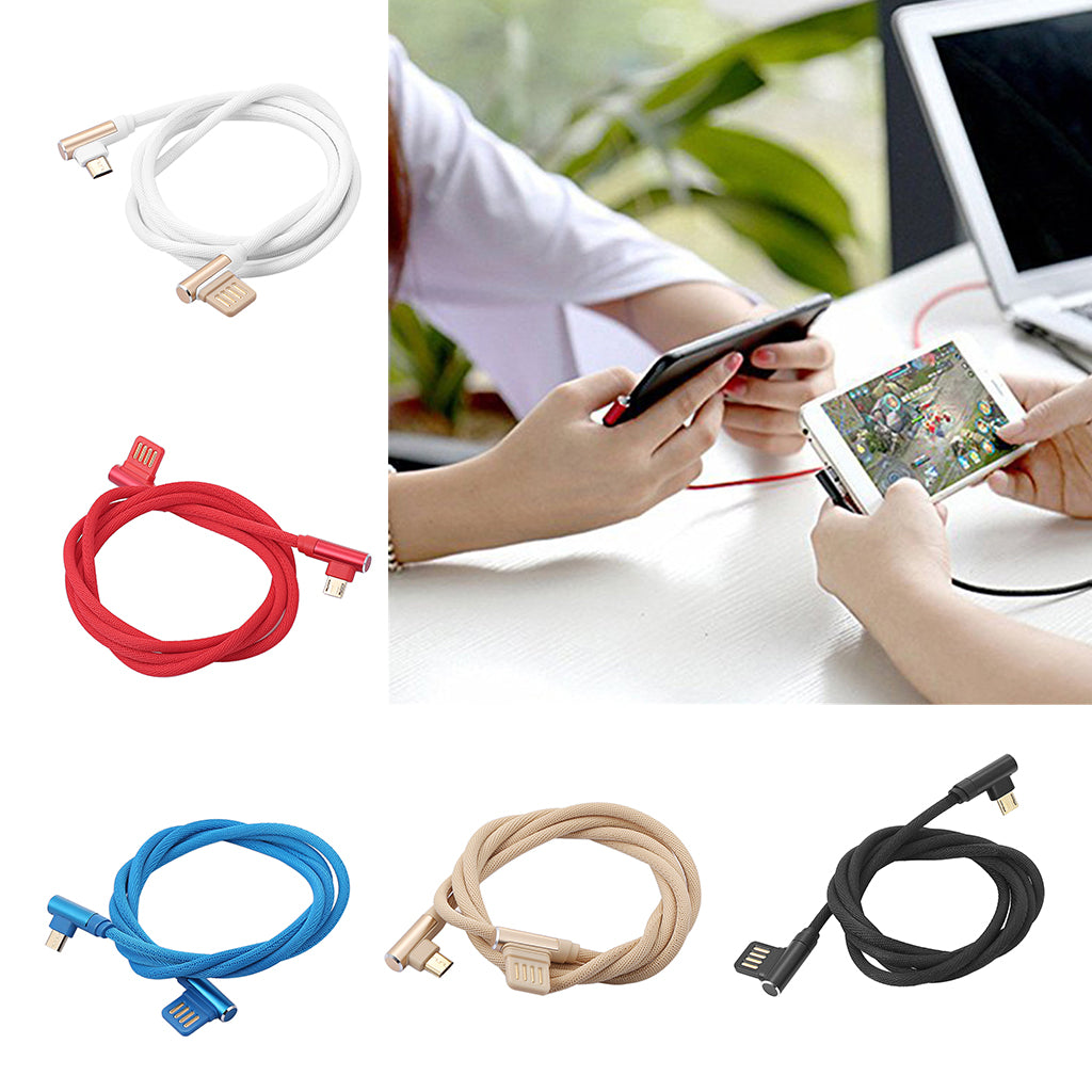 Micro USB Cable Charging Bent Charge Data Mobile Phone Cable white