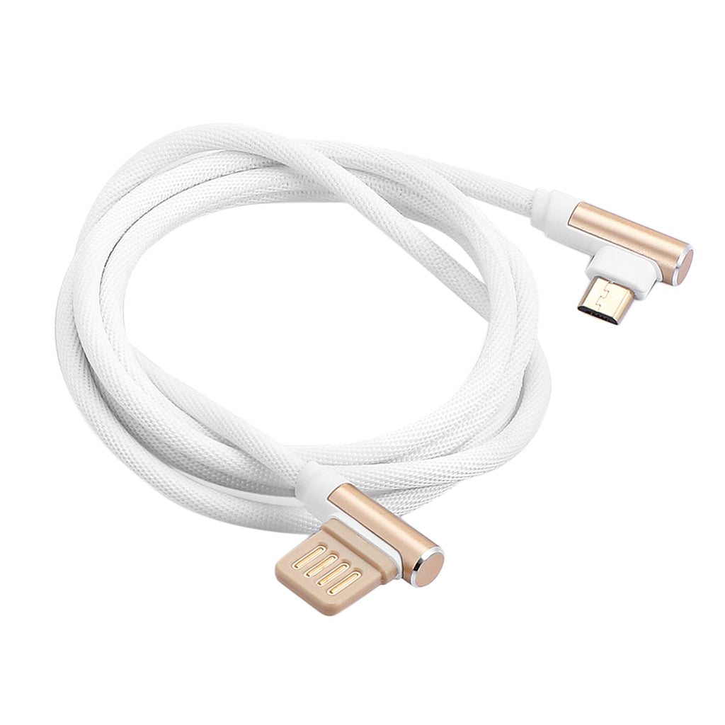 Micro USB Cable Charging Bent Charge Data Mobile Phone Cable white