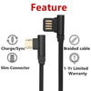 Micro USB Cable Charging Bent Charge Data Mobile Phone Cable white