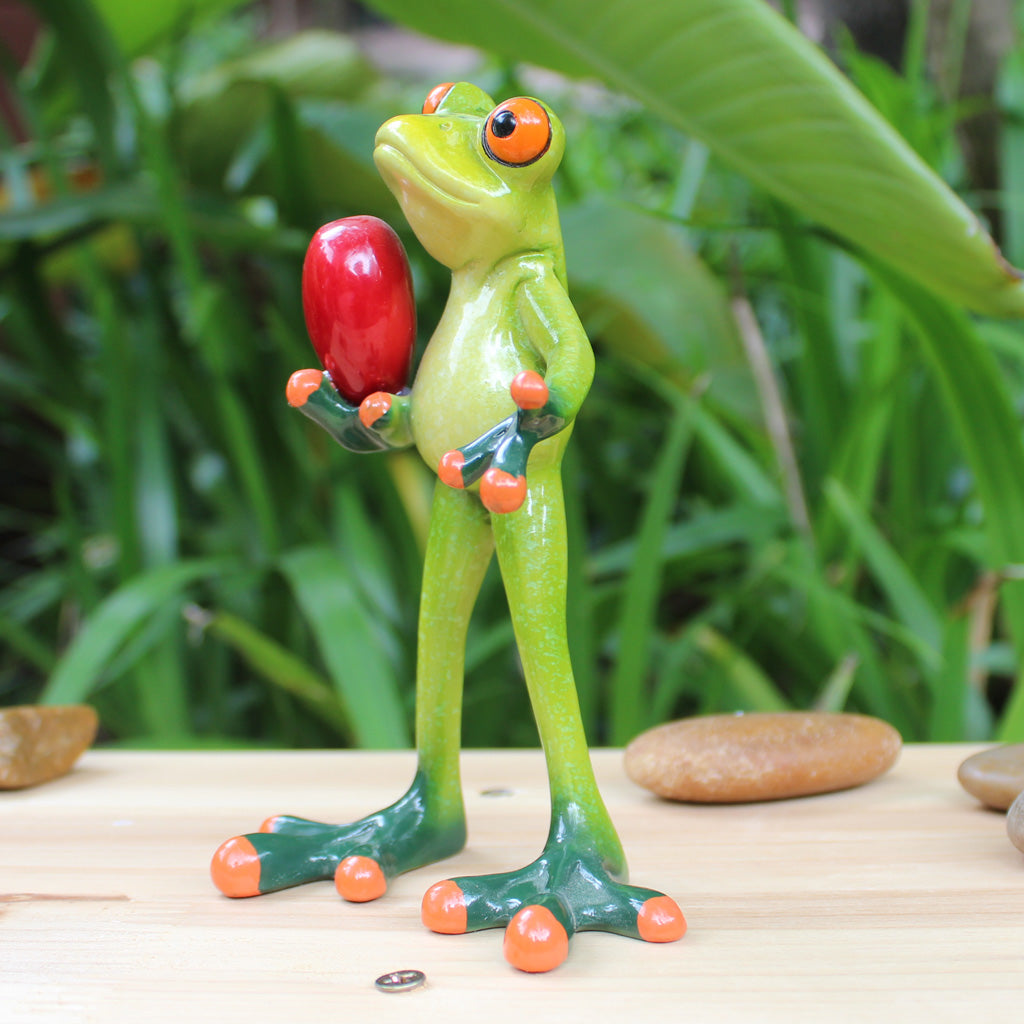 Resin 3D Craft Frog Figurine Office Desktop Decoration Collectible Gift C