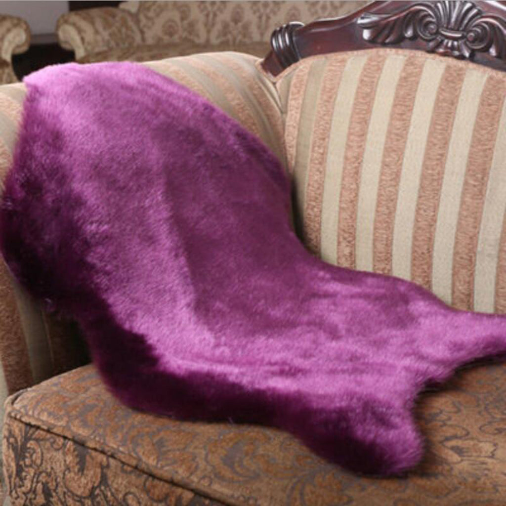 Non Slip Imitation Wool Fur Carpet Chair Cushion Bedroom Faux Mat Purple