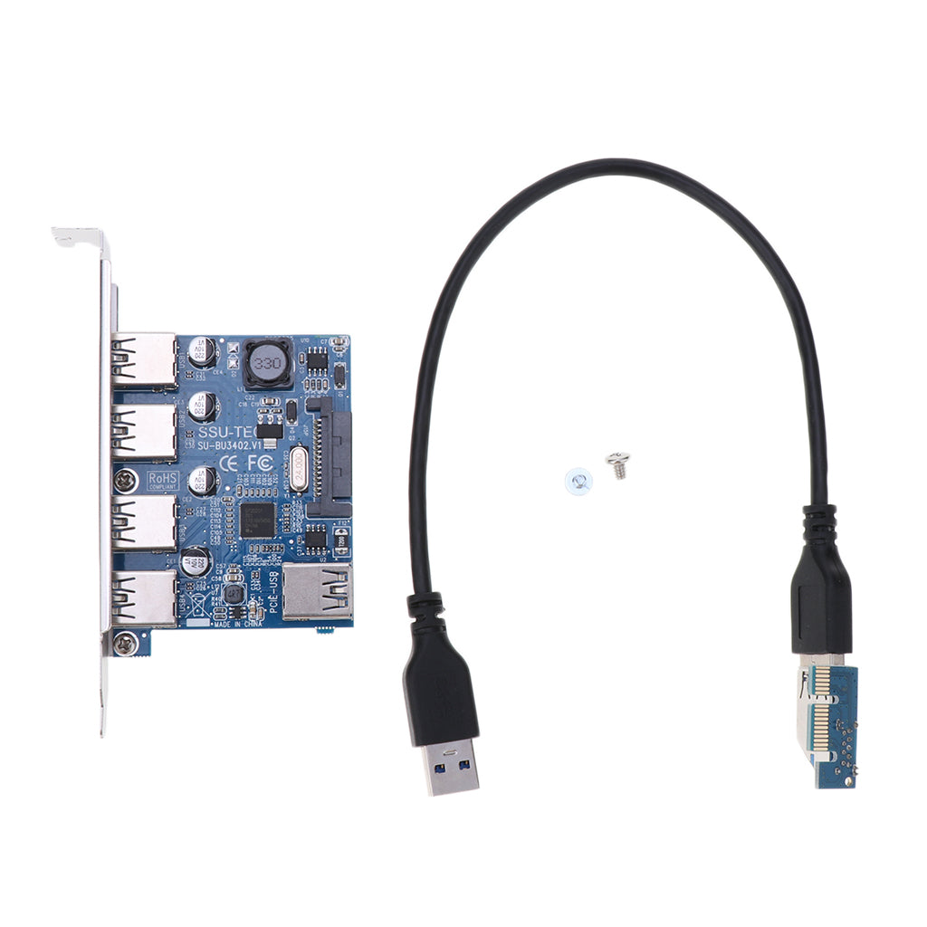 PCI-E to 4 Port USB 3.0 Hub Express Expansion Card Controller Card Adapter