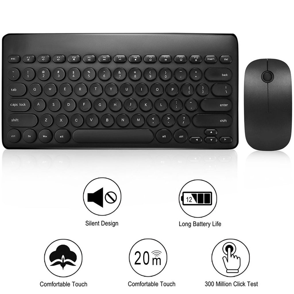 2.4GHz Wireless Keyboard and Mouse Combo for Laptop, Computer Black