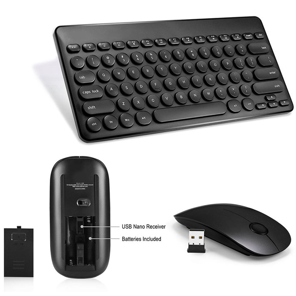 2.4GHz Wireless Keyboard and Mouse Combo for Laptop, Computer Black