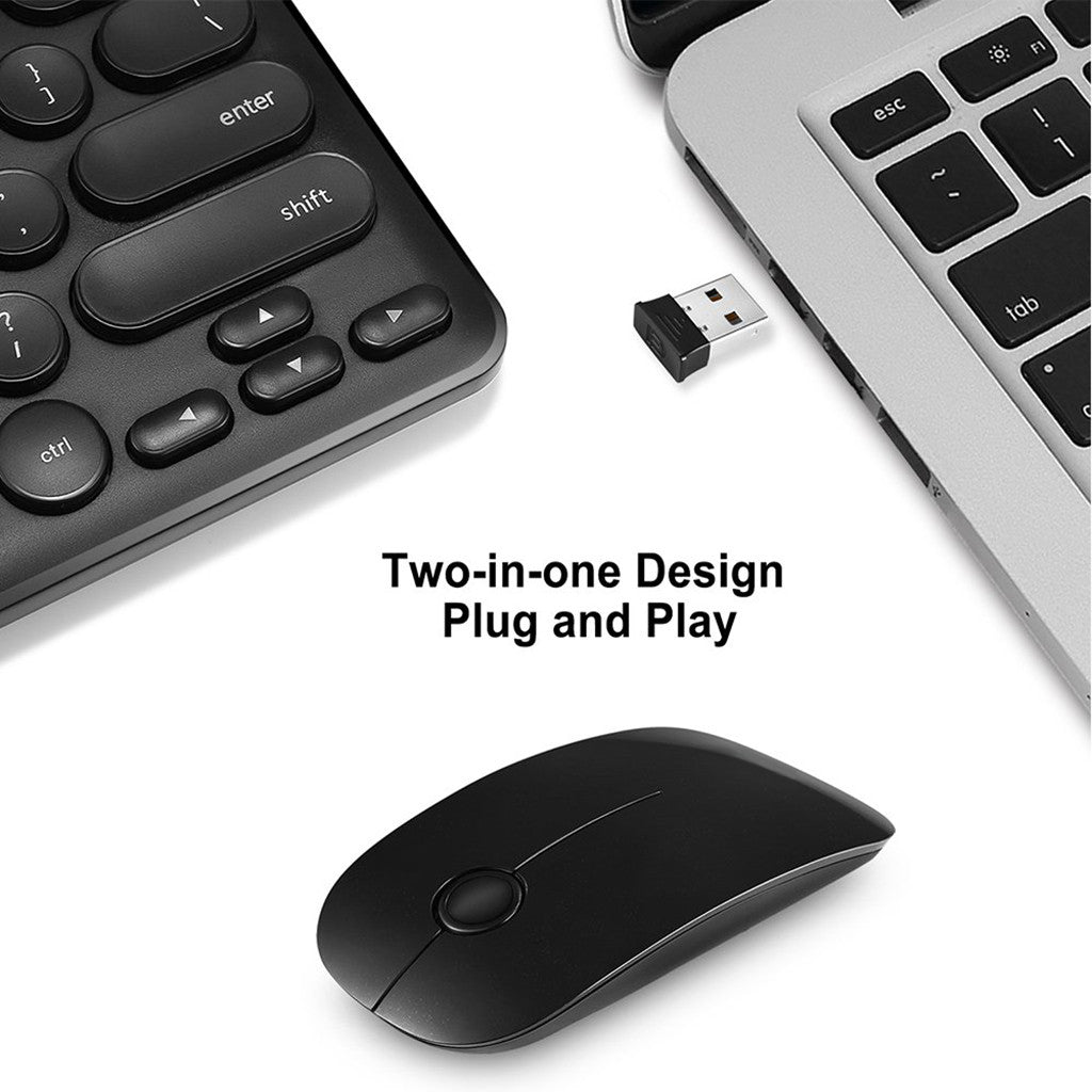 2.4GHz Wireless Keyboard and Mouse Combo for Laptop, Computer Black