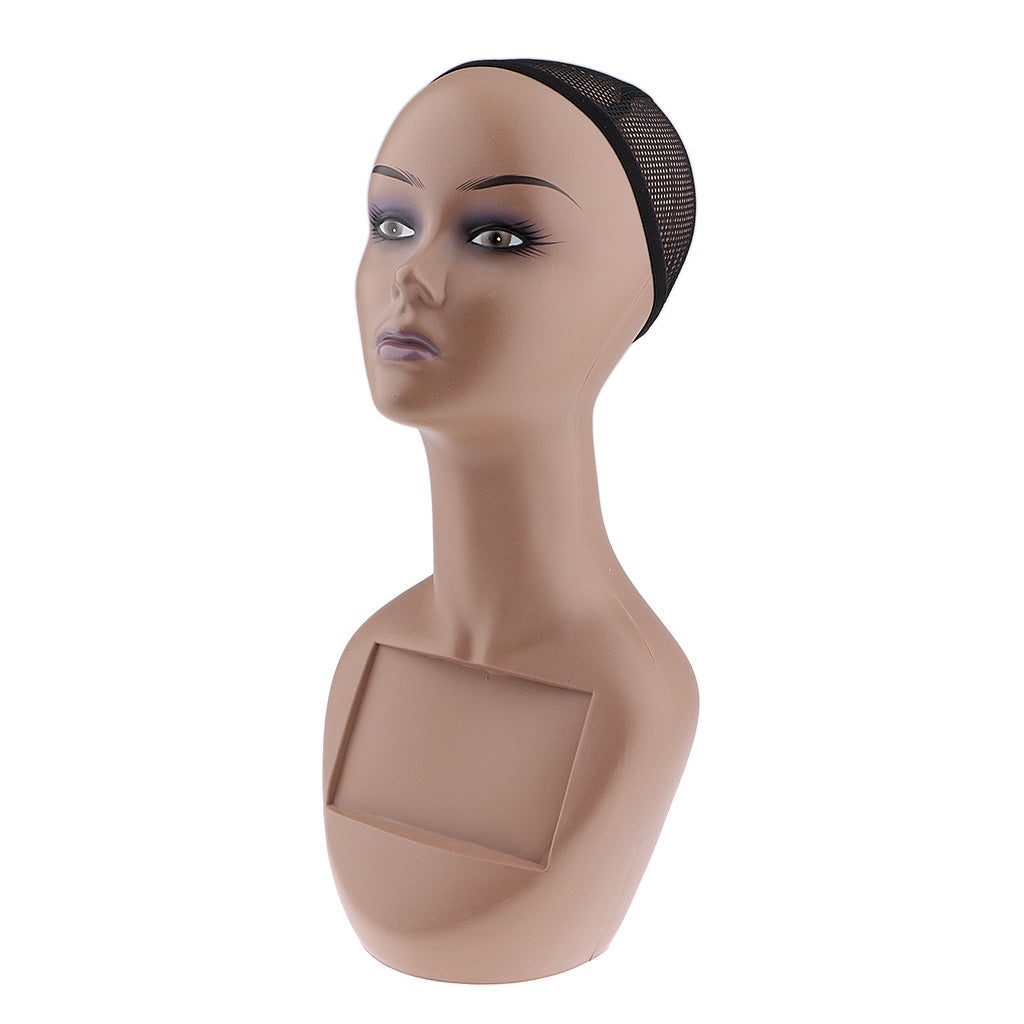 Female Mannequin Head Manikin with Shoulder Bust for Wig Hat Jewelry Display Purple Lip