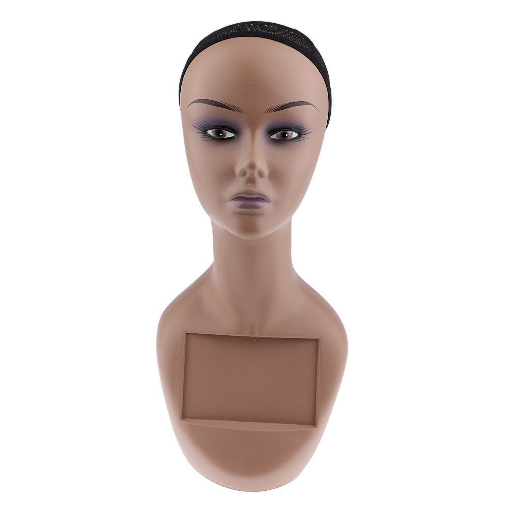 Female Mannequin Head Manikin with Shoulder Bust for Wig Hat Jewelry Display Purple Lip