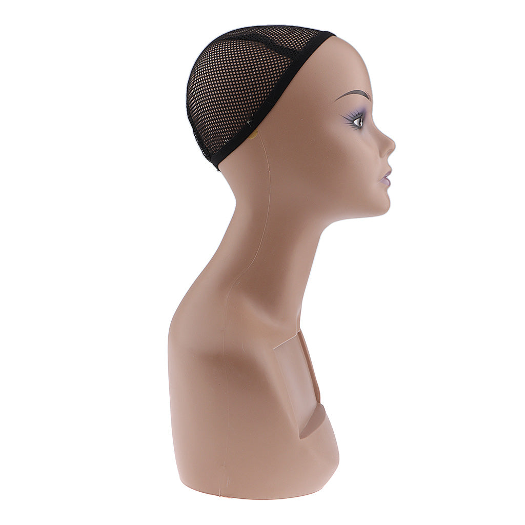 Female Mannequin Head Manikin with Shoulder Bust for Wig Hat Jewelry Display Purple Lip