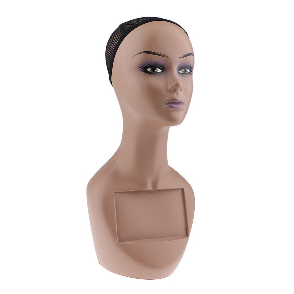 Female Mannequin Head Manikin with Shoulder Bust for Wig Hat Jewelry Display Purple Lip