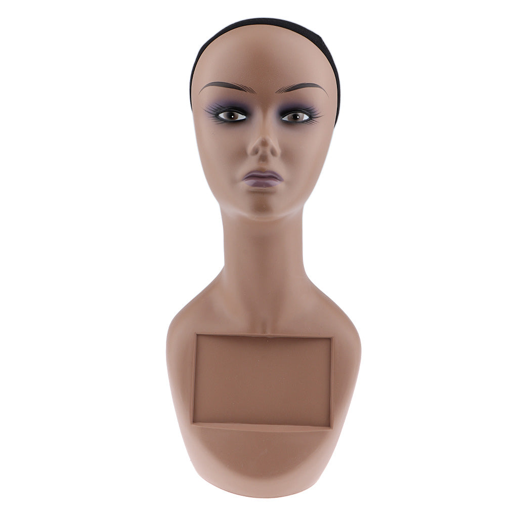 Female Mannequin Head Manikin with Shoulder Bust for Wig Hat Jewelry Display Purple Lip