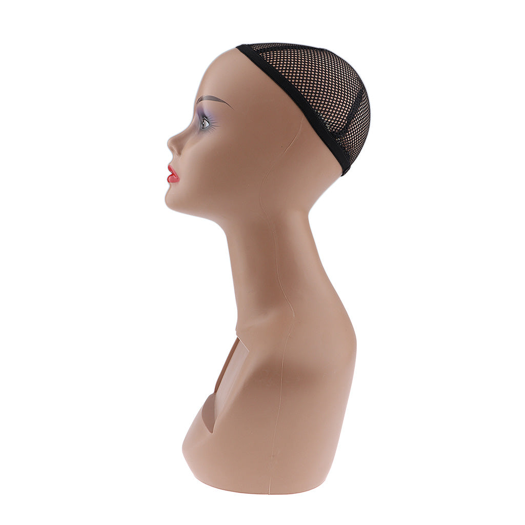 Female Mannequin Head Manikin with Shoulder Bust for Wig Hat Jewelry Display Red Lip