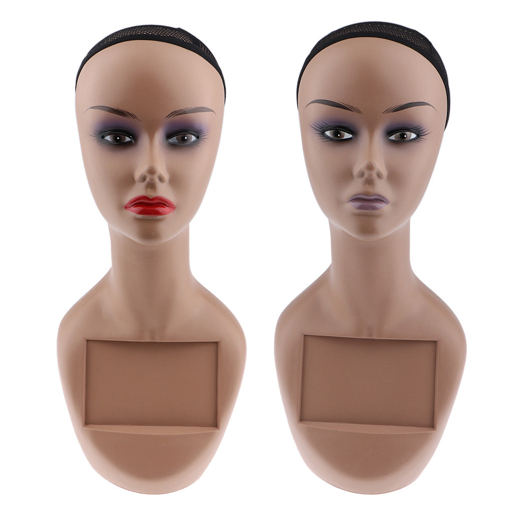 Female Mannequin Head Manikin with Shoulder Bust for Wig Hat Jewelry Display Red Lip