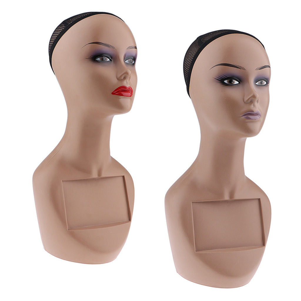 Female Mannequin Head Manikin with Shoulder Bust for Wig Hat Jewelry Display Red Lip