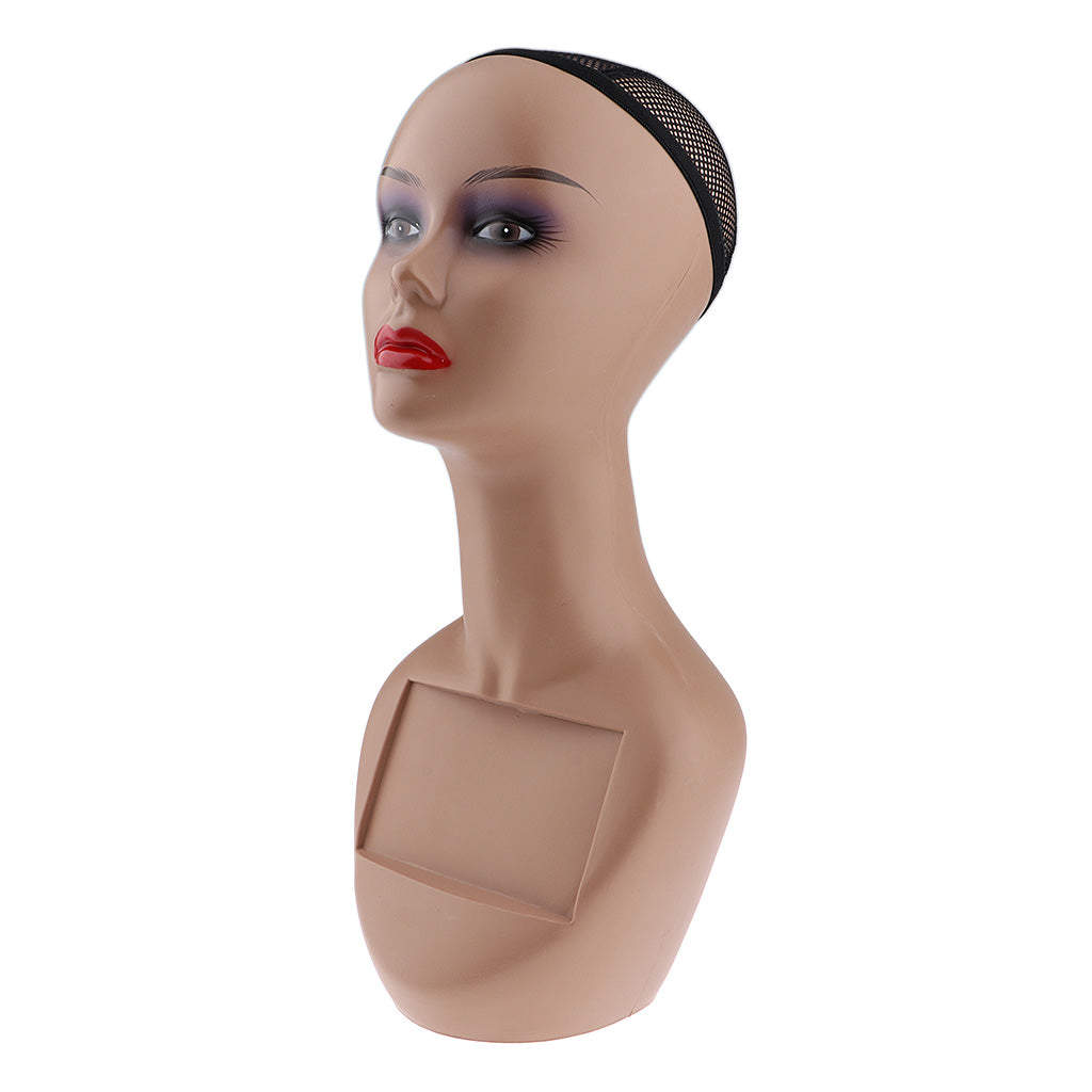 Female Mannequin Head Manikin with Shoulder Bust for Wig Hat Jewelry Display Red Lip