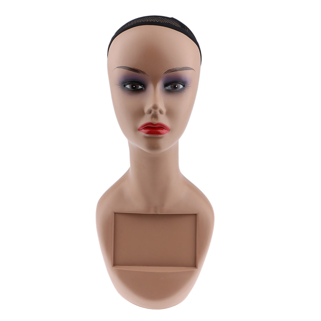 Female Mannequin Head Manikin with Shoulder Bust for Wig Hat Jewelry Display Red Lip