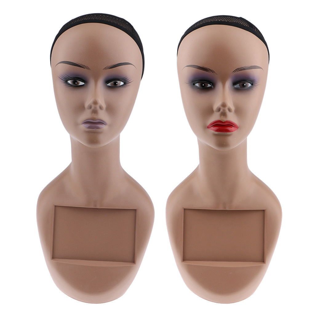 Female Mannequin Head Manikin with Shoulder Bust for Wig Hat Jewelry Display Red Lip