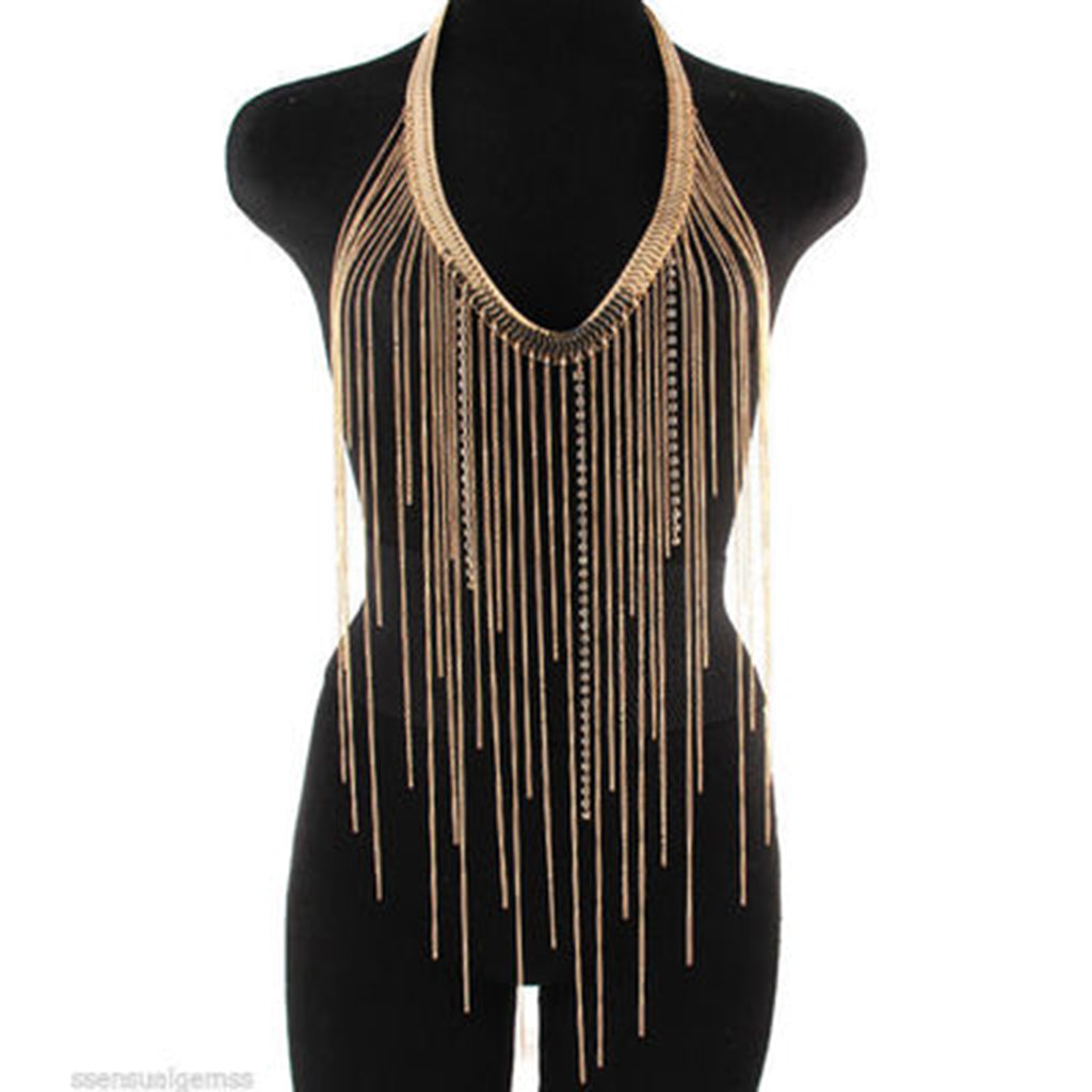 Crossover Tassel Body Chain Suit Long Body Chain Necklace Jewelry Gold