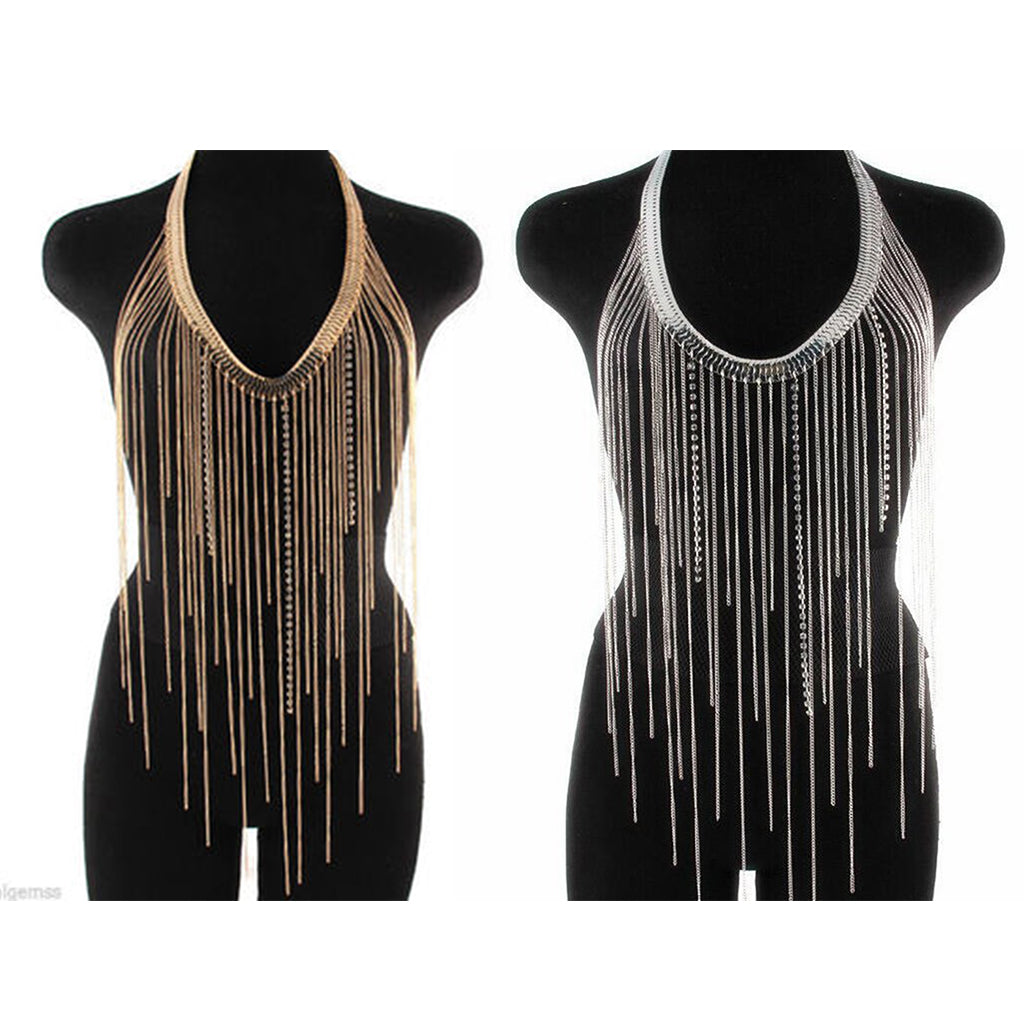 Crossover Tassel Body Chain Suit Long Body Chain Necklace Jewelry Gold